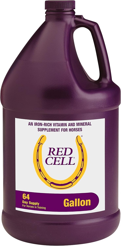 Farnam Horse Health Red Cell, Flydende Vitamin-Iron- Mineral supplement til heste, Hjælper med at fylde vigtige ernæringsmæssige gaps i Horse 's Diet, 1 Gallon, 128 Oz., 64-Day Supply