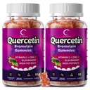Quercetin Gummies - Quercetin med bromelain, C-vitamin, Zink & Elderberry, ekstra styrke immunsystem booster, Lung Support for voksne børn - 60 Quercetin Gummies (2 Pack)