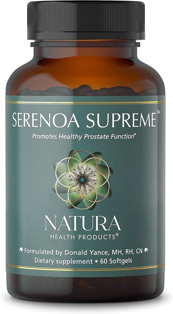 Natura Health Products Serenova Supreme Supplement - Understøtter sund prostata funktion og normal urinstrøm i men- Featuring Saw Palmento, Nettle, Cratavin, Græskar Seed Oil (60 Softgels)