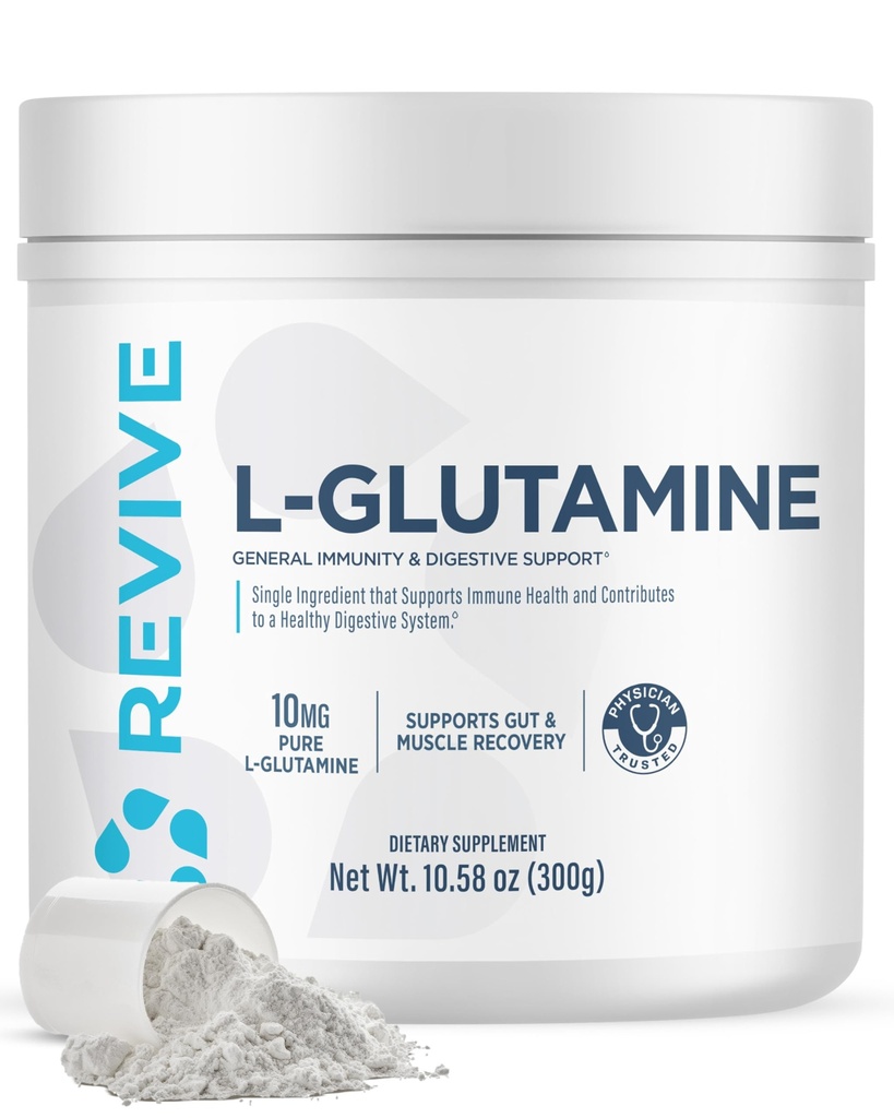 Revive Gut L- Glutamin Powder MD - Muscle Recovery & Immunsystem Booster for voksne - fremmer fordøjelse sundhed & reducerer muskelømhed - Immunitet & fordøjelse Vegan Pure L Glutamin supplement