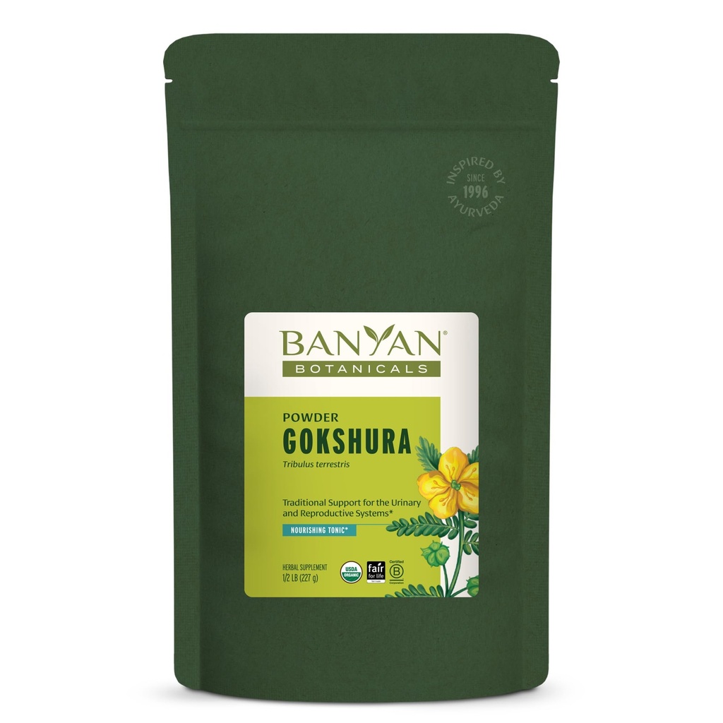 Banyan Botanicals Gogshura Powder - Organic Gogshura Fruit (Tribulus Terrestris) Powder - Mænds Vitality Supplement - Understøtter urinary Health * - ½ lb. - Ikke-GMO bæredygtigt syret Vegan