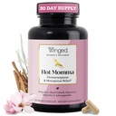 Vinged Wellness Hot Momma Menopause Kosttilskud til kvinder - Hormon-Free Menopause Relief Support til Hot Flashs & Night Sweats med Chaste Tree Berry, Multivitaminer & mere - 60 Veganske kapsler