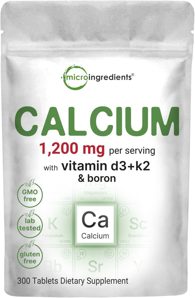 Mikroingredienser Calcium 1,200mg med vitamin D3 & K2, 300 tabletter • 124; Calciumtilskud til kvinder & mænd • 124; Mineral Complex Support Bone, Tænder, Colon & Kardiovaskulær Sundhed • 124; Non- GMO, Gluten- Free