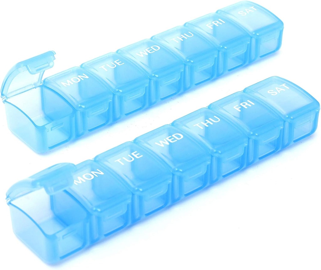 2 pakker lille ugentlig pilleorganizer, Pocket Daily Pill Case Pill Box til piller / Vitamin / Fish Oil / Kosttilskud (blå)