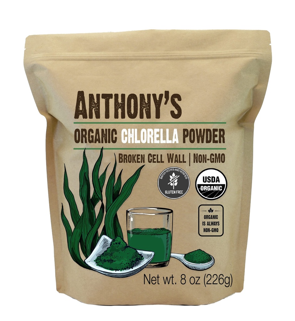 Anthony 's Organic Chlorella Powder, 8 oz, Non GMO, Gluten Free, Broken Cell Wall