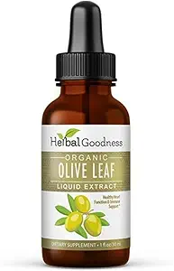 Herbal Goodness Olive Leaf Extract Liquid 1oz - for immunboost, Cadiovaskulær Support, Kognitiv velvære, forbedret hud sundhed og fordøjelseskomfort med antioxidanter - 1 flaske