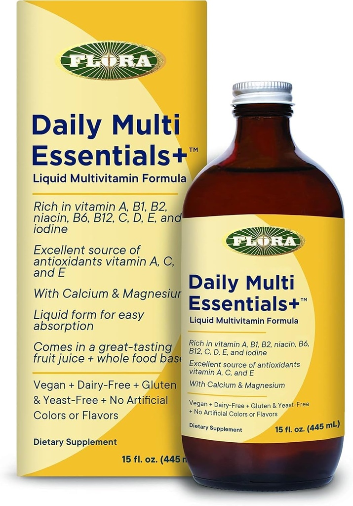 Flora - Daily Multi Essentials +, Flydende Multivitamin Formel, 13 essentielle vitaminer & mineraler, 15 Fl Oz