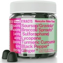 Soursop Graviola Curcumin Lycopene Broccoli Spruts Sulforaphane Extract Gummies med gurkemeje Ginger Black Pepper, Sour Sop Guyabano Leaf supplement, Chew Chewable Pills Kapsler Kosttilskud