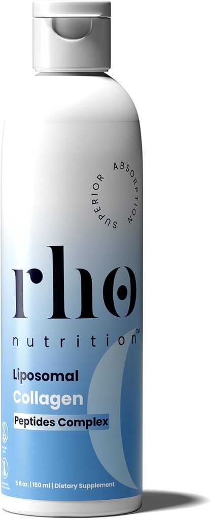 Rho Nutrition Liposomal Collagen Peptider - High- Absorption Liquid Collagen Supplement - Understøtter Hud Elasticitet, Fælles Sundhed, og Samlet Vitalitet for sund aldring, 5 fl oz