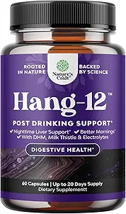 Nattertid Lever Detox & Hydration piller - Pre and Post Dricking Recovery Leverstøtte supplement til bedre morgener med DHM Dihydromyricetin Milk Thistle Extract og elektrolytter (60 kapsler)