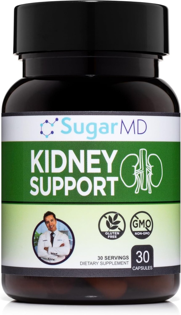 SugarMD Nyrestøtte Formel 30 kapsler - Nyrestøtte supplement til sund Nyrefunktion - Non-GMO & Gluten Gratis Nyretilskud til mænd og kvinder - (30-dages levering)