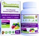 7 i 1 Elderberry med ZINC, C-vitamin, D-vitamin, Echinacea, Ginger & Indian Gooseberry (Amla). Premium Elderberry Capsules 90 ct, All Natural, Non- GMO, Vegan, No Rice Powder, No- Gluten