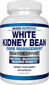 Arazo Nutrition White Nyre Bean Extract - 100% Pure Carb Blocker og fedt Absorber til vægttab - Intercept Carbs