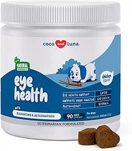 Eye Support for Dogs - 90 Soft Chews - Dog Supplements for Vision, Eye Vitamins for Dogs, with Cod Liver Oil Antioxidant, Dog Omega Supplement, Omega 3 EPA and DHA Fatty Acids.