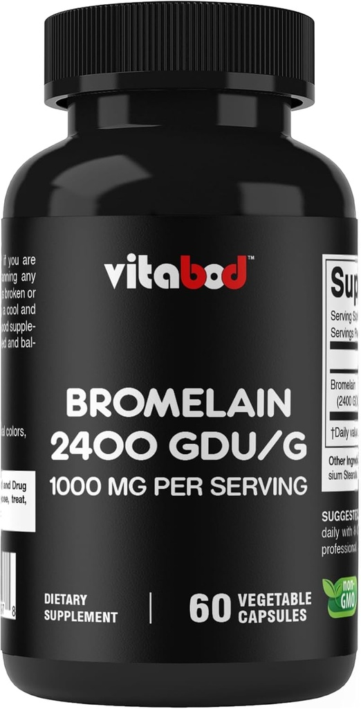 Bromelain Supplement 1000mg per servering, 2400 GDU / g, Proteolytiske enzymer, understøtter fordøjelse af proteiner, 60 Greve - non-GMO & Gluten Free