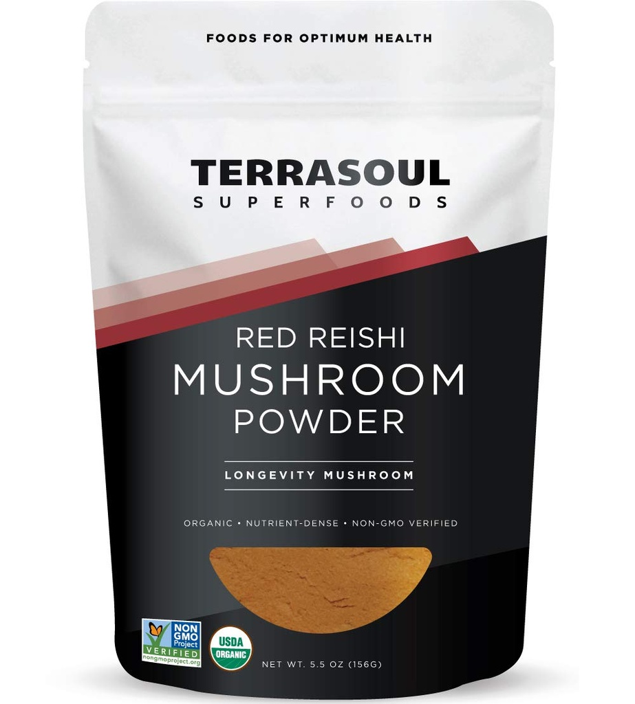 Terrasoul Superfoods Organic Reishi Mushroom Powder (4: 1 ekstrakt), 5.5 Oz, immunforsvar, Stress Relief, bedre søvn, omfavne kraften af adaptogene svampe