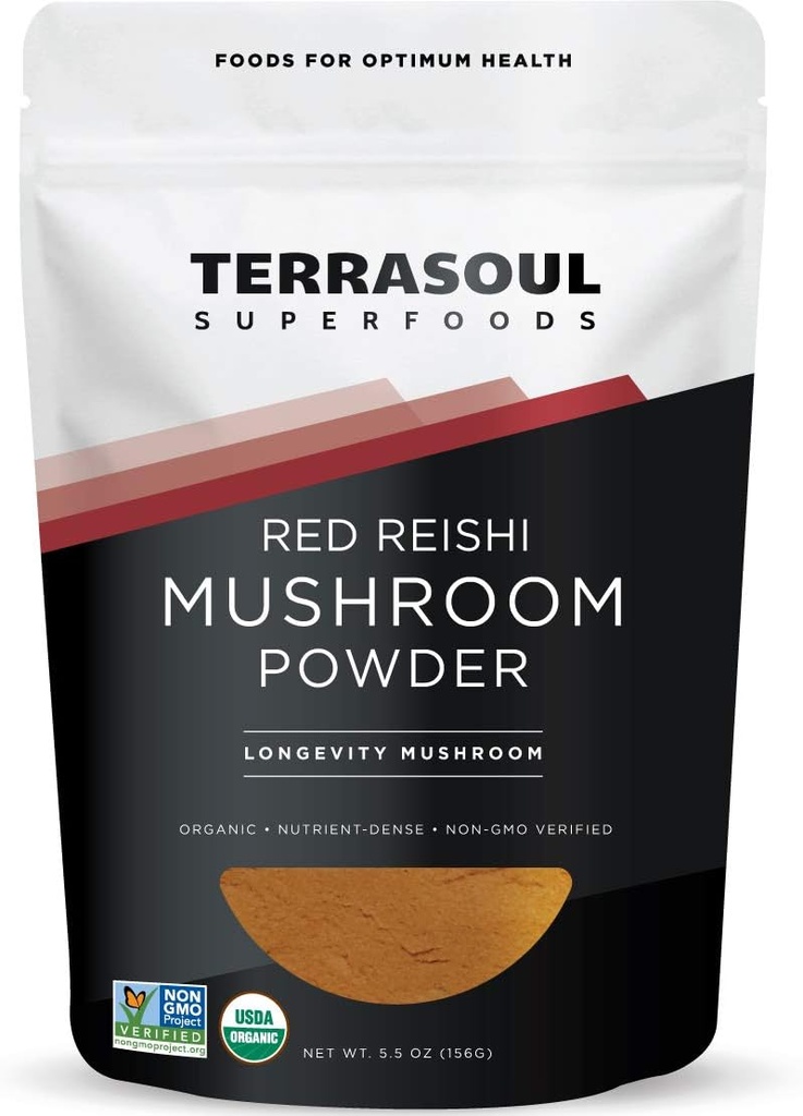 Terrasoul Superfoods Organic Reishi Mushroom Powder (4: 1 ekstrakt), 5.5 Oz, immunforsvar, Stress Relief, bedre søvn, omfavne kraften af adaptogene svampe