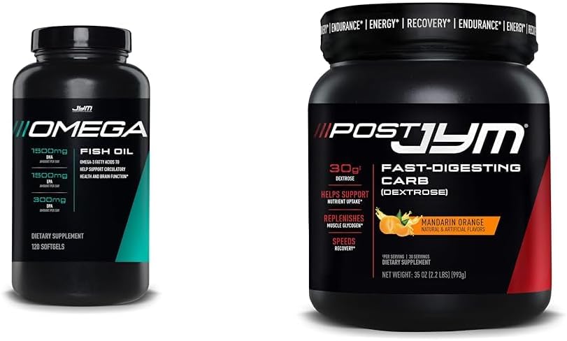 Omega JYM Fish Oil 2800mg & Post JYM Fast Carbs til muskel vækst og inddrivelse