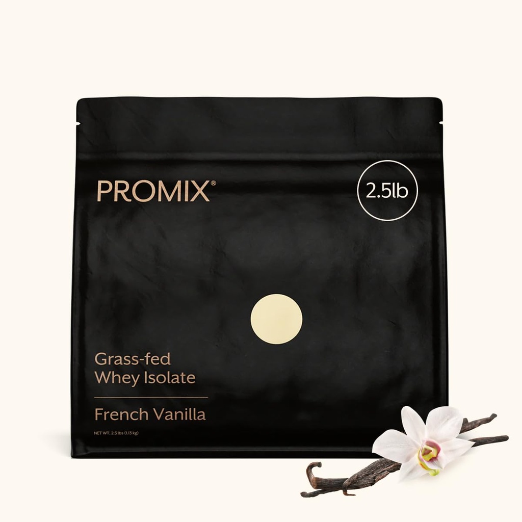 ProMix Nutrition Whey Protein Isolate Powder, Vanilla - Grass- Fed - Post Workout Fitness & Nutrition Shakes, Smoothies, Bagning & Madlavning Opskrifter - Gluten- Free & Keto- Friendly - 2.5 Pund (pakning med 1 stk.)