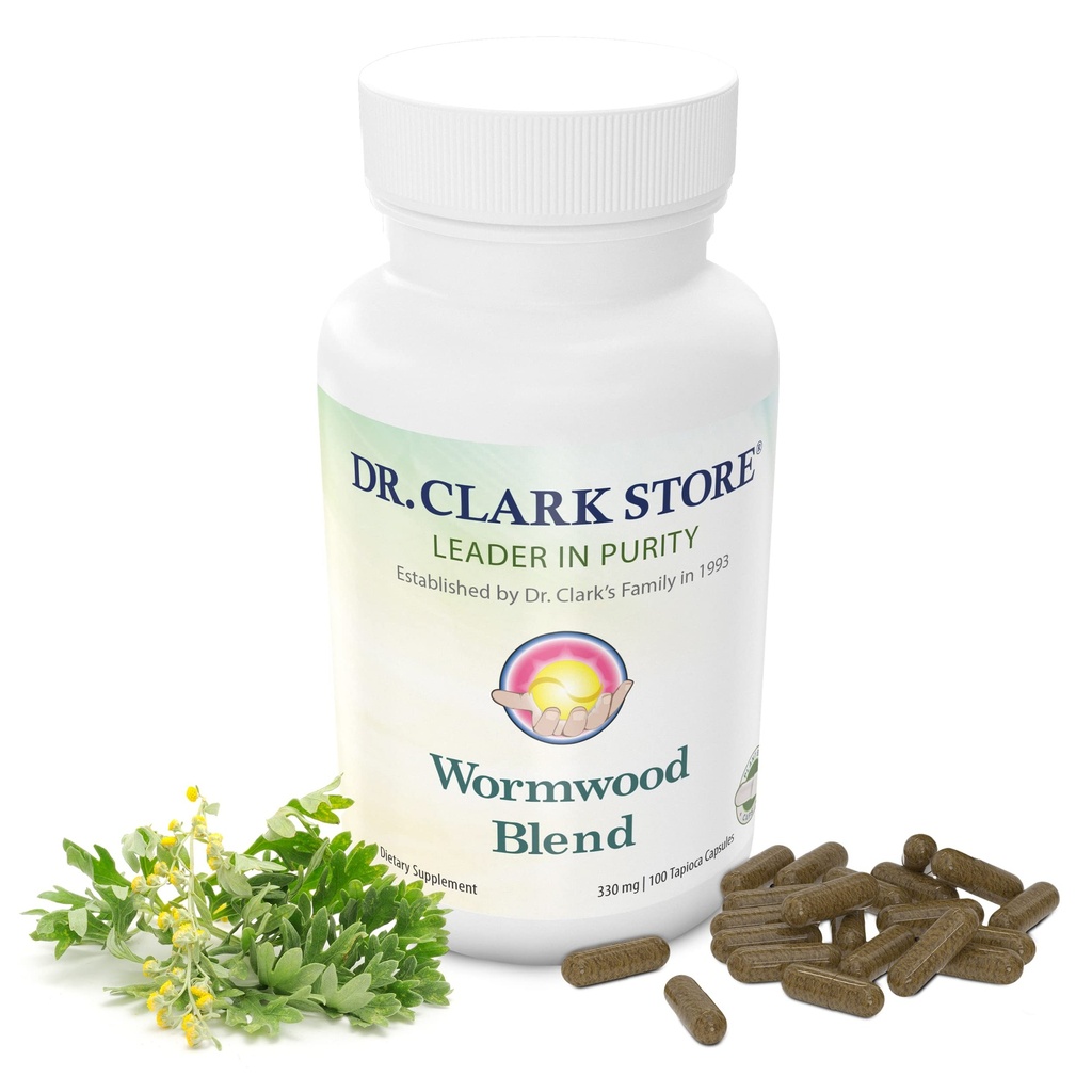 Dr. Clark Superblend Wormwood Capsules - Vegetarisk 330 mg, 100 Capsules - Wormwood Herb Uden kunstige Preservatives, Wormwood Kombination med Quassia
