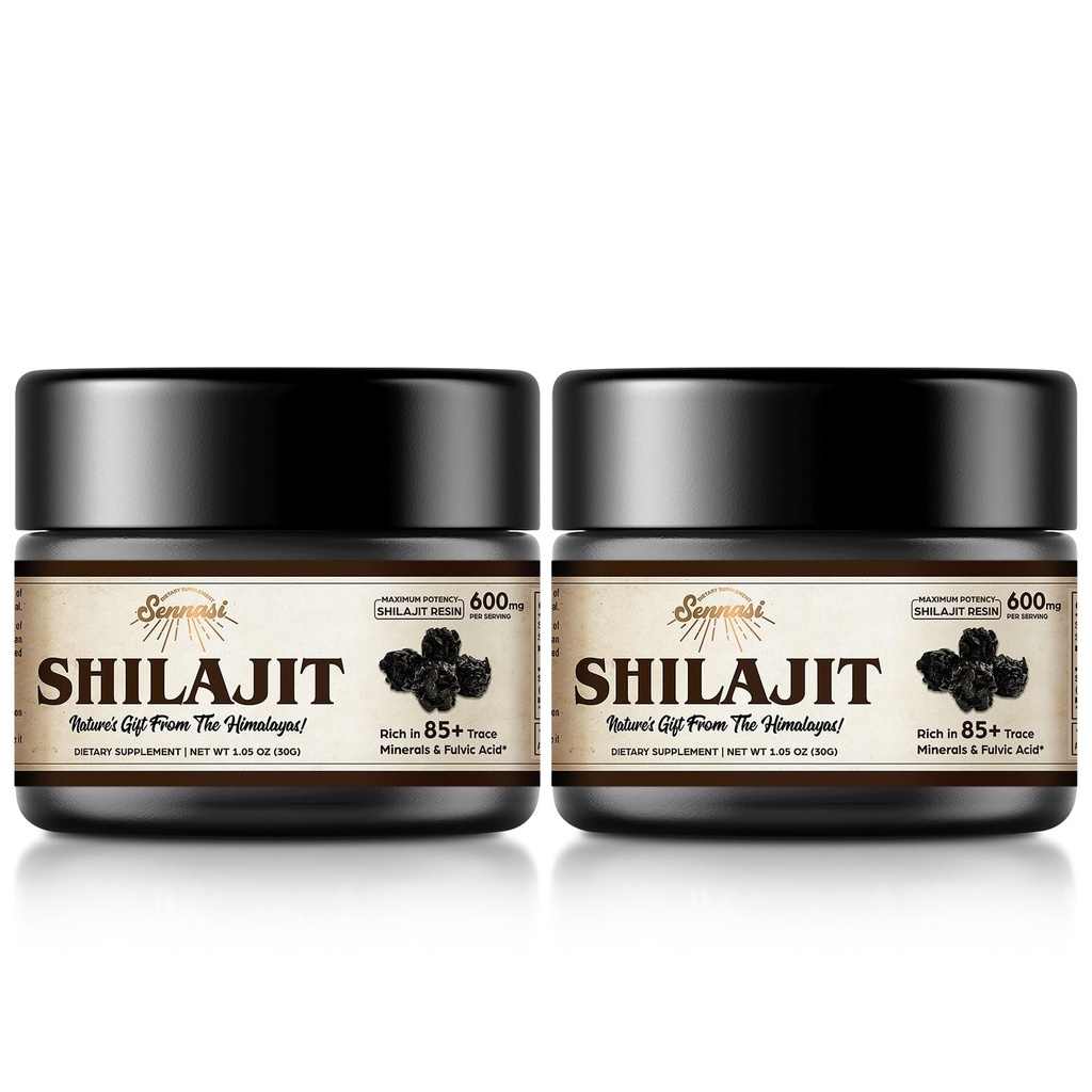 Shilajit Pure Himalayan Organic Shilajit Resin - 600mg Maksimum Potency Natural Organic Shilajit Resin med 85 + Trace Minerals & Fulvic Acid for Energy, immunforsvar, 30 Bedste (2 Pack)