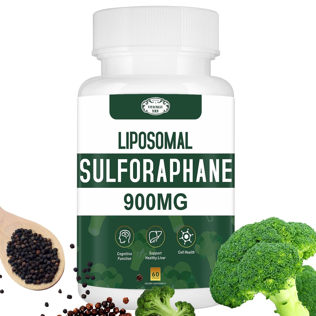 900MG Liposomal Sulforaphane Supplement Broccoli ekstrakt, Levertilskud til antioxidant, fordøjelse, cellular sundhed 60 kapsler