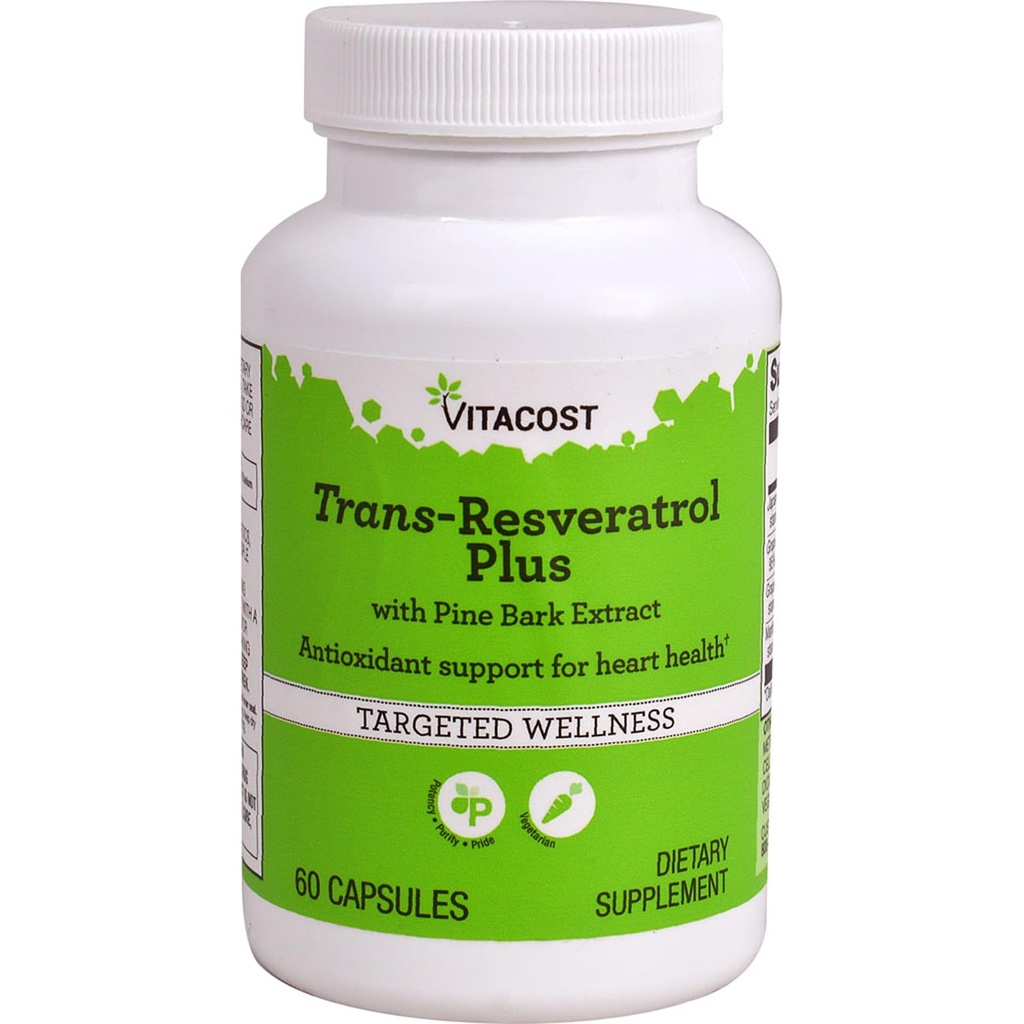 Vitacost Trans- Resveratrol Plus -- 60 Vegetariske kapsler