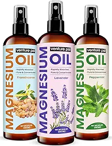 Venture Pal 100% Pure Magnesium Oil Spray med Lavendel, Hurtig Absorption, Mindre Sting, Ultra-Lindrende til søvn & Muskel Afslapning, Syv (Big 8 oz) Mineraler