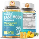 Sugar Free Magnesium Glycinate Gummies 400mg med Ashwagandha, B1, B3, Rhodiola Rosea & Safran til støtte hvile, Mood & Calm Magnesium Gummies for voksne, Chewable Magnesium Supplement, Vegan, 120Ct