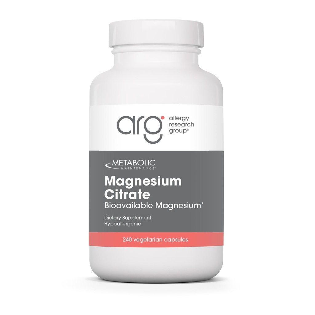 Metabolisk vedligeholdelse Magnesium Citrate kapsler - Magnesium supplement til ro, søvn, muskel & GI- understøttelse - med C-vitamin (240 kapsler)