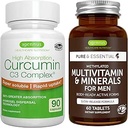 Multivitamin og mineraler til mænd + høj Absorption Curcumin C3 Complex, Vegan Bundle, Sustained Release Advanced Multivitamin + 300% Større Absorption Curcuminoider med hurtig Optagelse, af Igennus