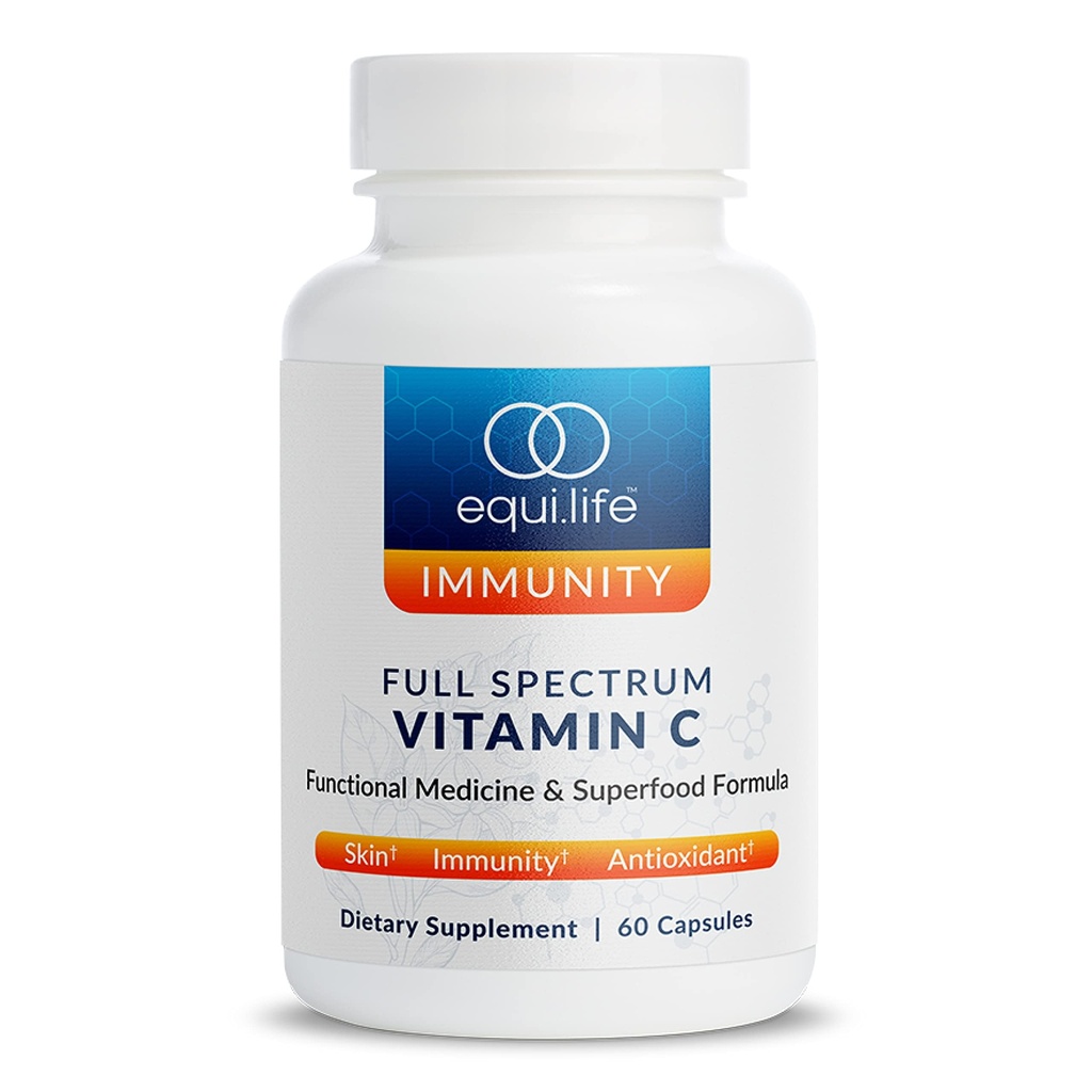 Equilife Full Spectrum Vitamin C tillæg med Quercetin, Hibiscus, og Rutin, Plant Based Antioxidant Formel, Gluten Free, Soy og Dairy Free, Ikke GMO, Let at bruge, 60 Kapsler