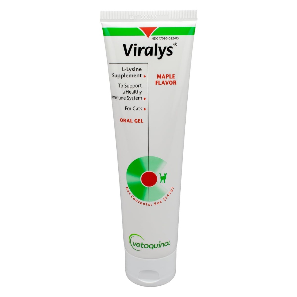 Vetoquinol Viralys Daily L- Lysin Gel til katte og killinger, Maple Flavored Lysin supplement til katte og killinger til støtte immunsundhed, normal øjenfunktion og respiratorisk sundhed, 5oz