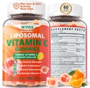 Liposomal Vitamin C 1000mg Gummies til voksne - C-vitamin Chewable 1500mg med 8mg Jern, Zink & Elderberry - immunstøtte, immunbooster supplement - for energi, Collagen Booster, 1Pack Sugar Free