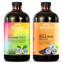 Serene urter Soursop Bitters Liquid & Black Seed Bundle - Organic Herbal Guanabana for fordøjelsesstøtte & immunforsvar - Vegan, non-GMO - 32 oz (16 oz Hver), 32 Serveringer