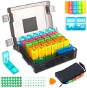 Månedlig Pill Organizer 2 gange en dag med 31- Day Fugtsikkert Box, Ugentlig Pill Bag, Pill Cutter, Plastic Åbning Pick for Easy Use, Stor kapacitet til Praktisk Medicin Management (sort)