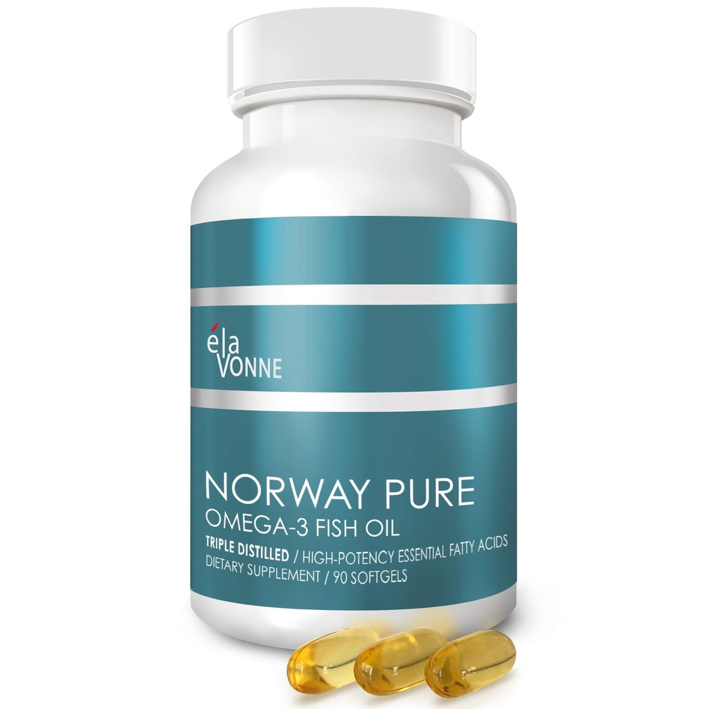 Norge Pure Omega-3 Fish Oil Softgels 2,400mg (90ct) - 4X Koncentreret EPA & DHA, Triple Destilleret, Burpless, Wild Caught, Hud & Hår, Joints, Heart Health
