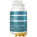 Norge Pure Omega-3 Fish Oil Softgels 2,400mg (90ct) - 4X Koncentreret EPA & DHA, Triple Destilleret, Burpless, Wild Caught, Hud & Hår, Joints, Heart Health