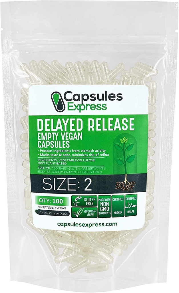 XPRS Nutra Delayed Release Størrelse 2 Tomme kapsler - 100 Grev klar tom Vegansk kapsler - Vegetariske piller - selv vegetabilsk kapsel Fyldning - Fyldelig Veggie Gel Caps til Do- It- Yourself Kosttilskud