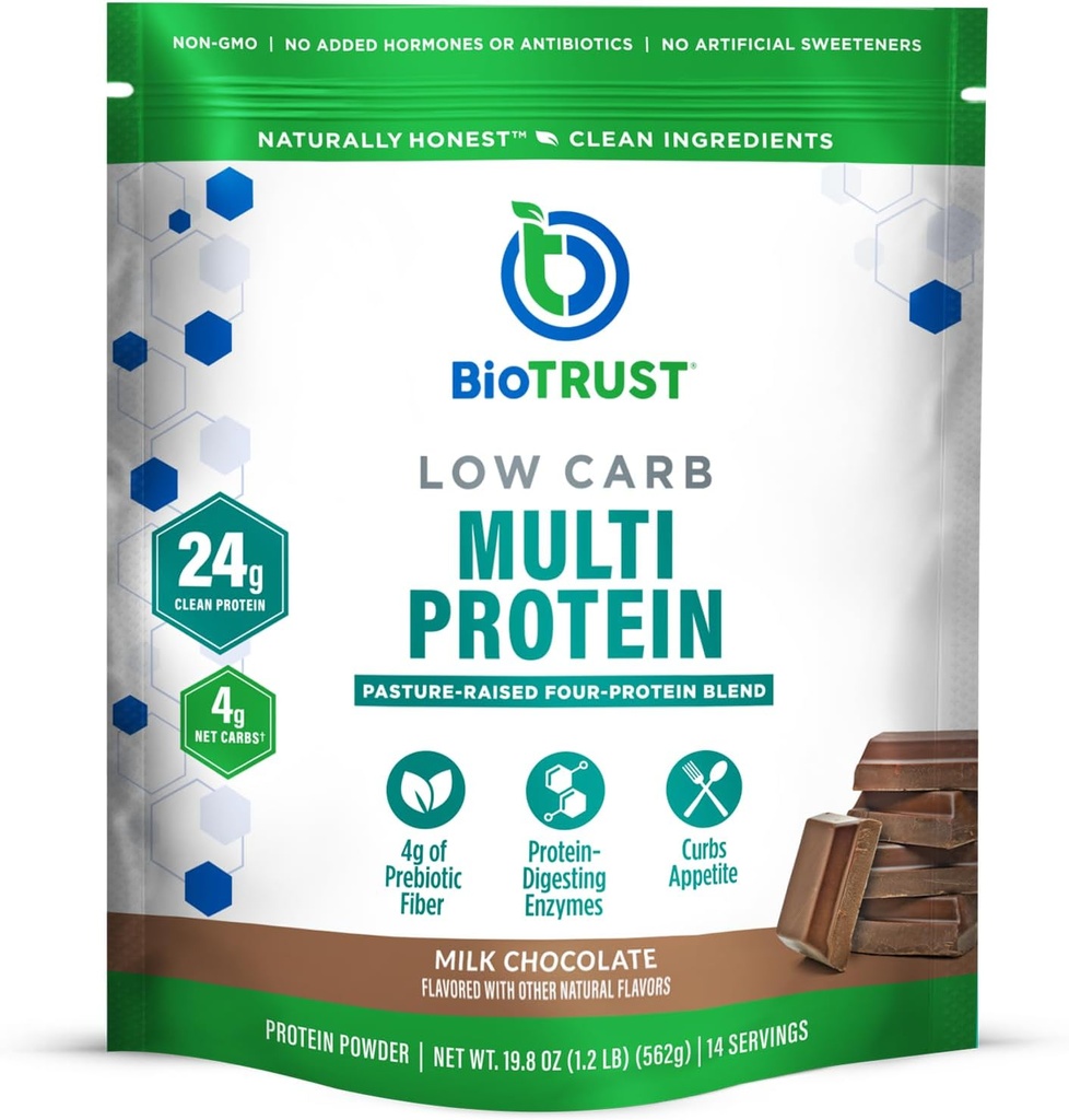 BioTrust Low Carb Protein Powder - Lækker Whey & Casein Blend fra Grass- Fed Hormone Free Cows - Ikke GMO, Gluten Free (Chokolade)