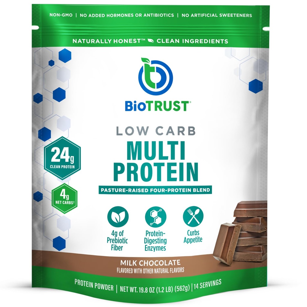 BioTrust Low Carb Protein Powder - Lækker Whey & Casein Blend fra Grass- Fed Hormone Free Cows - Ikke GMO, Gluten Free (Chokolade)