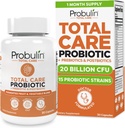 Probulin Total Care Probiotisk supplement, daglig Gut, fordøjelsesbesvær, og immunforsvar Probiotika kapsler til mænd og kvinder, 20 milliarder CFU, Vegan, 30 Count Flaske