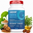 Nootrop Brain Supplements for Memory and Focus - Brain Health Supplements for Voksnes with NanoCap ® Technology, Phosphatidylserin, Bacopa, Ginkgo Biloba, Omega 3, B6 B12, 60 Softgel by Greedy ®