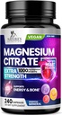 Magnesium Citrate supplement piller 1000mg - 3X styrke Magnesium kosttilskud til ben, muskel, hjerte, naturens søvn støtte til mænd og kvinder, Vegan Mag Mineral, non-GMO, flaske i USA, 240 kapsler
