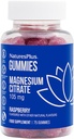 NaturesPlus Gummies Magnesium Citrate - 75 Gummies, Hindbær - Hjælper rolig sind & krop, Understøtter Knogletæthed - Vegetarisk, Gluten fri, Non- GMO - 25 Servere