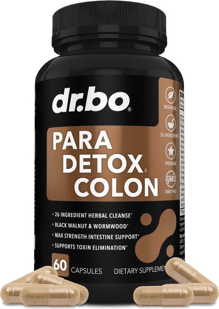 Colon Cleanse Pills Body Detox - Intestinal Guard Cleanser for Mave - Natural Weight Flush Cleaner Supplement Complex, Kvinder Mænd Kids, Herbal Wormwood Black Walnut Clove - Gut Loss Health Kapsler