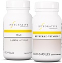 Integrativ terapi Bundle med buffered C-vitamin kapsler 1000 mg, 60 Vegan kapsler & NAC, 60 Kapsler - immunsupplement med antioxidant støtte * - Support Respiratory & Lung funktion *