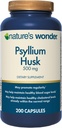 Nature 's Wonder Psyllium Husk 500 mg kapsler til fordøjelse, Plant- baseret fiber, 200 Greve