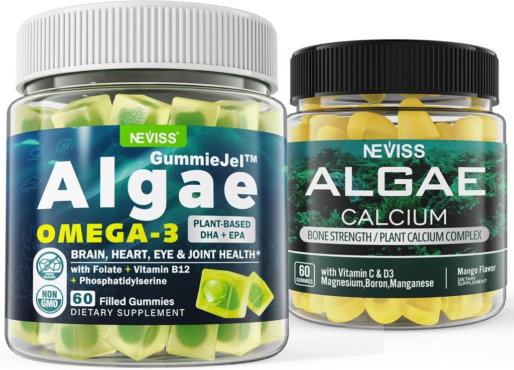 Alger Omega 3 Gummies + Marine Algae Calcium Gummies Bundle