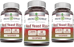 Amazing Formulas Red Yeast Rice 1200mg Per Serving Kapsler Supplement 124; Non- GROMs 124; Gluten Free Measures 124; Made in USA (120 Greve Measures 124; 3 Pack)